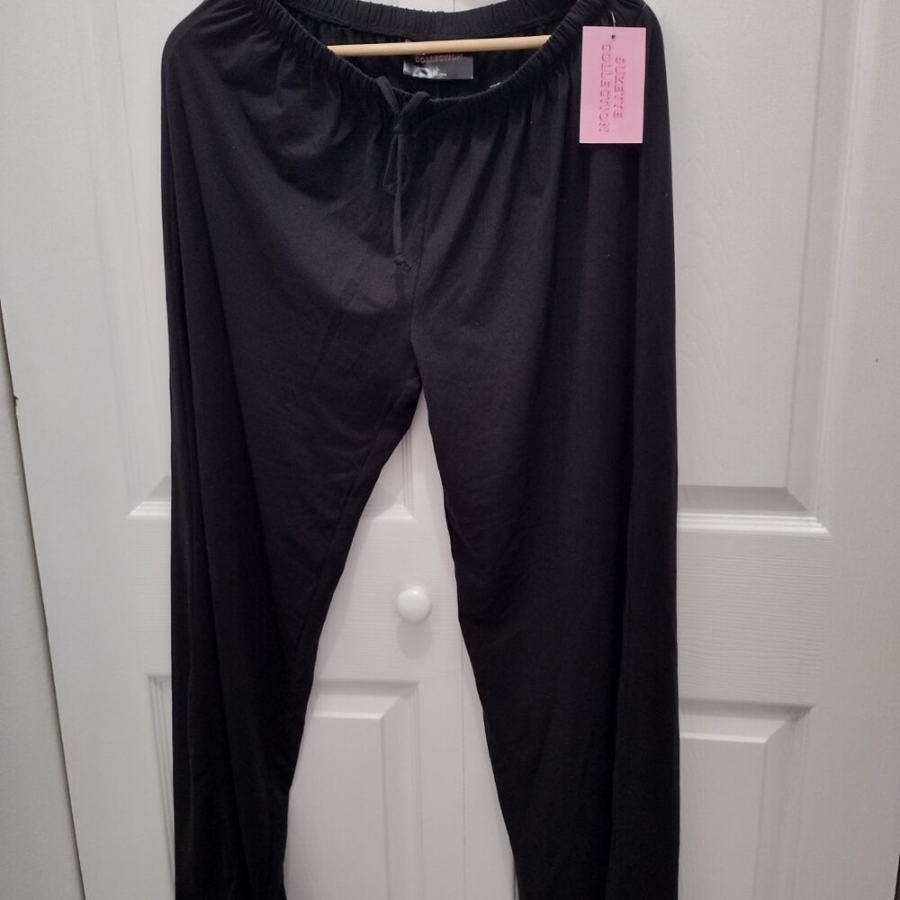 Suzette Collection L Black Pull On Pants NWT Stretch Elastic Waist Lounge - Picture 2 of 4